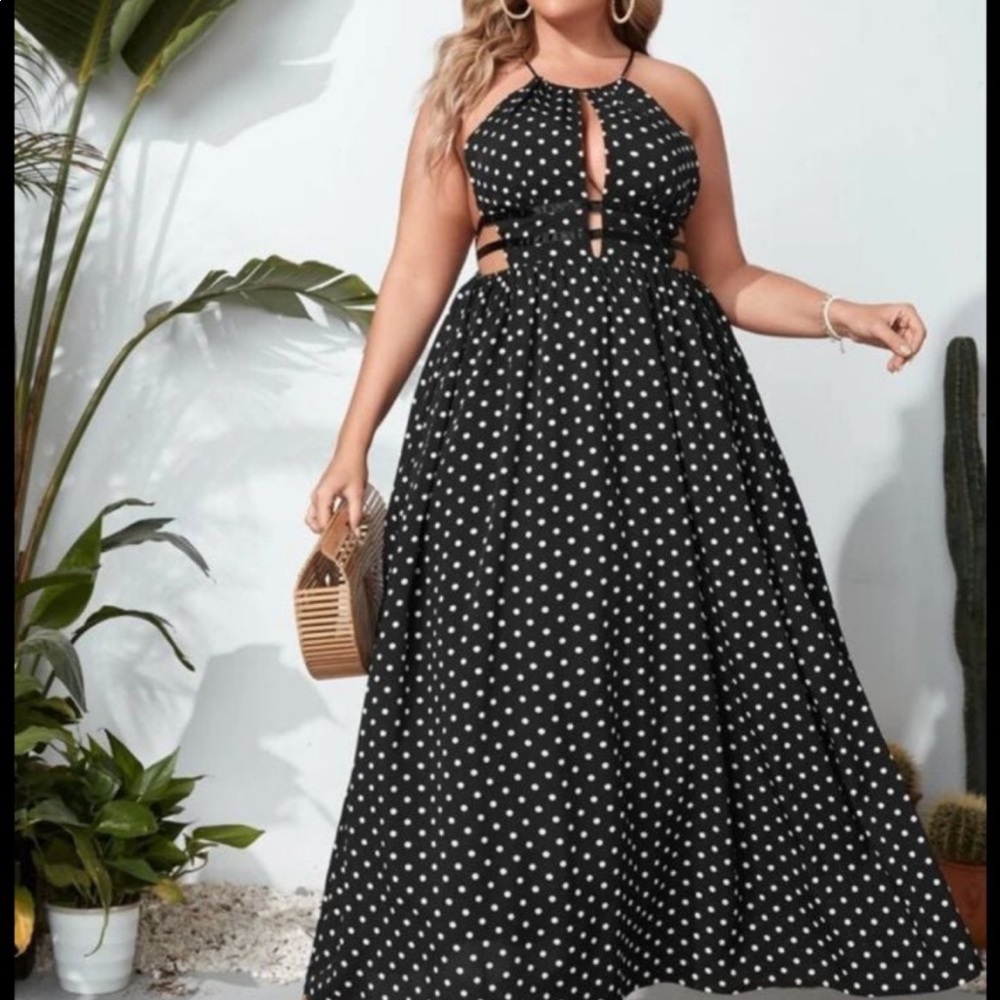 Shein polka dot dress maxi dress